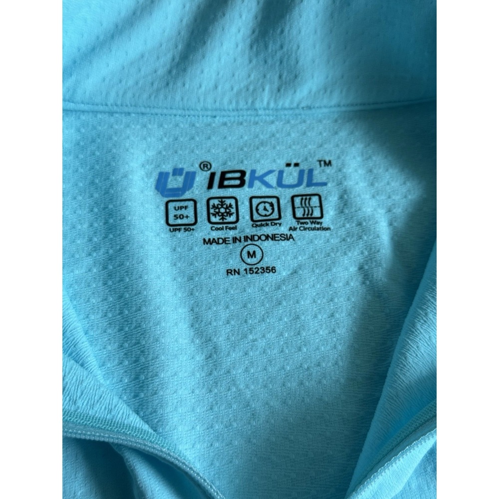 IBKUL NWT Mock Neck 1/4 Zip Top Medium Seafoam Long Sleeve Shirt Tennis Golf - Picture 3 of 8
